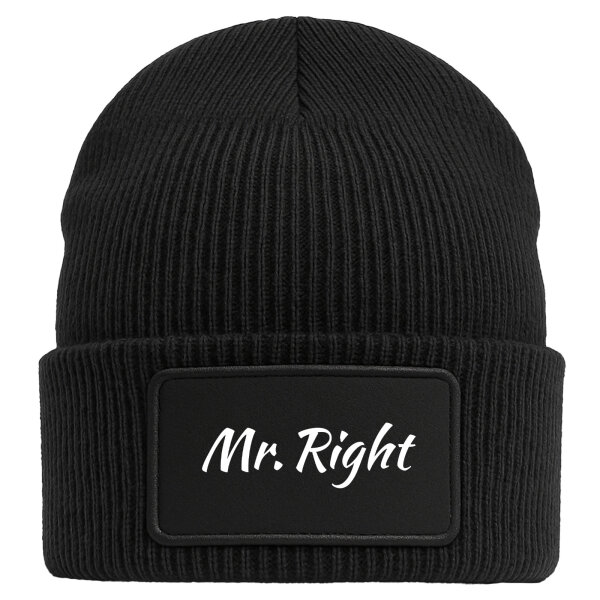 Beanie Mr. Right Schriftzug Black Mütze