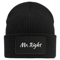 Beanie Mr. Right Schriftzug Black Mütze