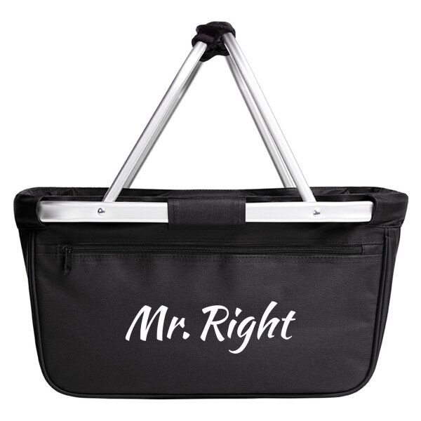 Einkaufskorb faltbar Mr. Right Schriftzug 20 Liter Tragekorb Black