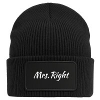 Beanie Mrs. Right Schriftzug Black Mütze
