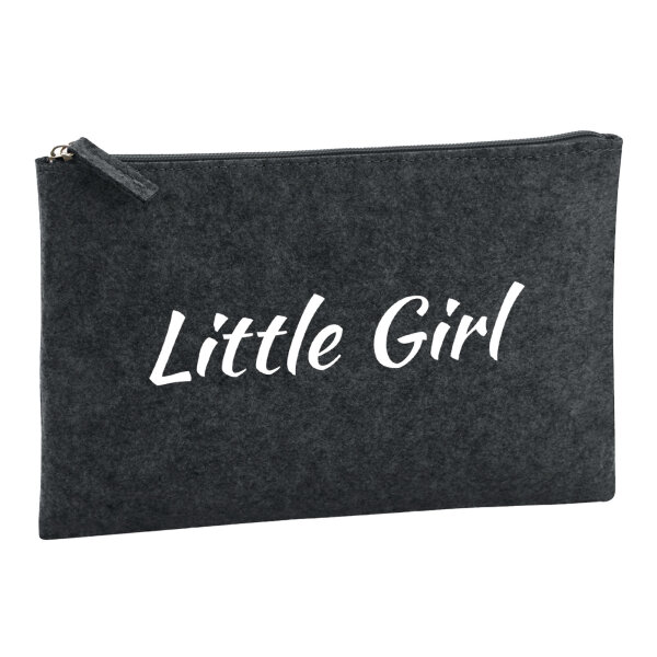 Kulturbeutel Little Girl Schriftzug 1 Liter Filz Charcoal Kosmetiktasche