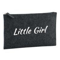 Kulturbeutel Little Girl Schriftzug 1 Liter Filz Charcoal Kosmetiktasche