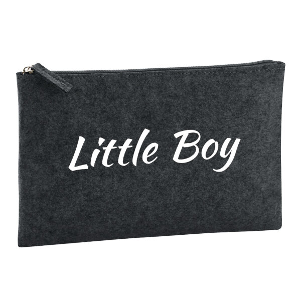 Kulturbeutel Little Boy Schriftzug 1 Liter Filz Charcoal Kosmetiktasche
