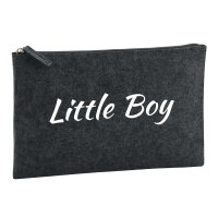 Kulturbeutel Little Boy Schriftzug 1 Liter Filz Charcoal Kosmetiktasche