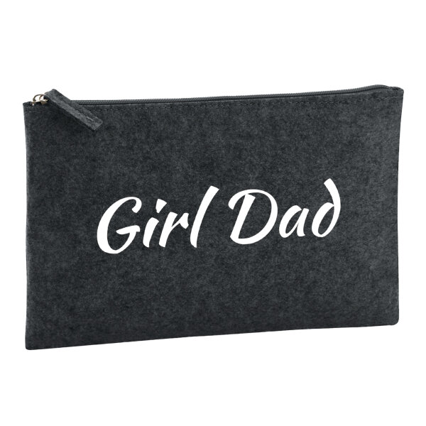 Kulturbeutel Girl Dad Schriftzug 1 Liter Filz Charcoal Kosmetiktasche