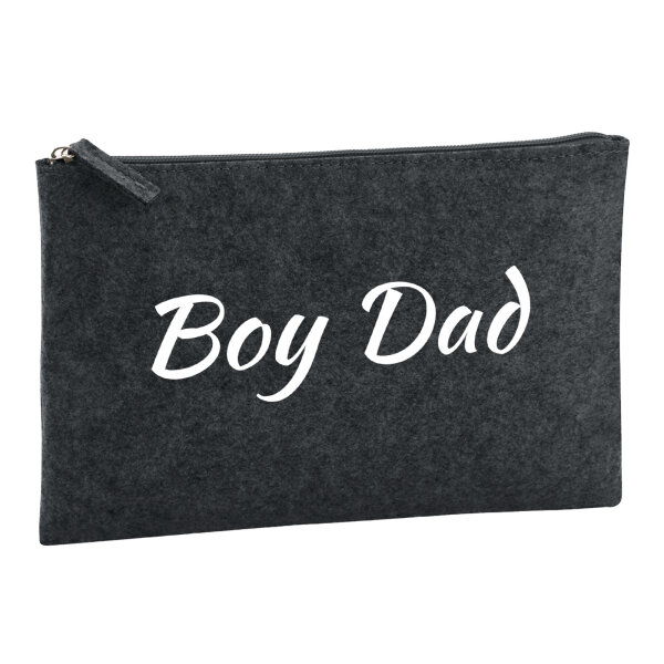 Kulturbeutel Boy Dad Schriftzug 1 Liter Filz Charcoal Kosmetiktasche