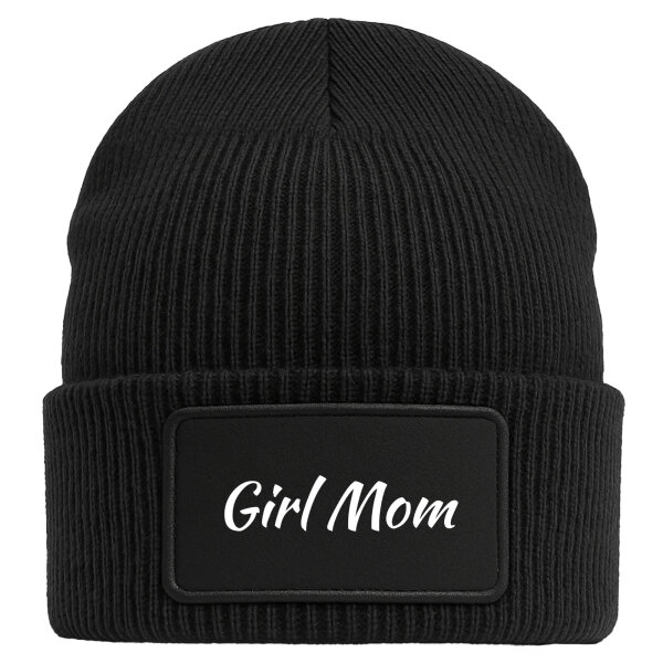 Beanie Girl Mom Schriftzug Black Mütze