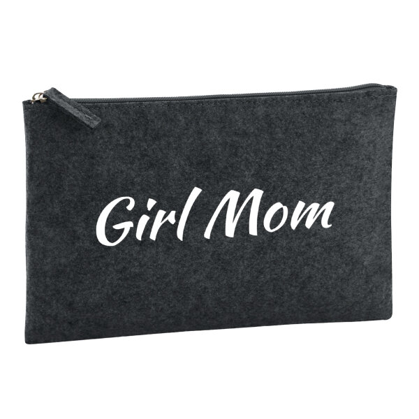 Kulturbeutel Girl Mom Schriftzug 1 Liter Filz Charcoal Kosmetiktasche
