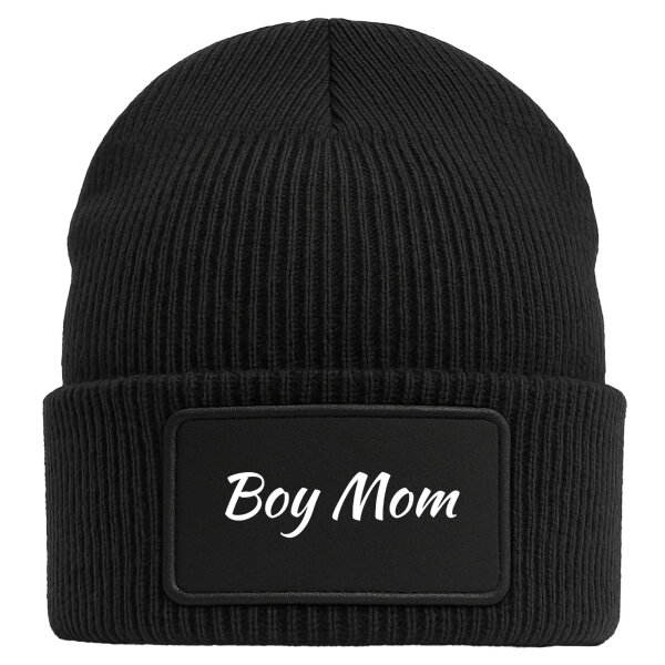 Beanie Boy Mom Schriftzug Black Mütze