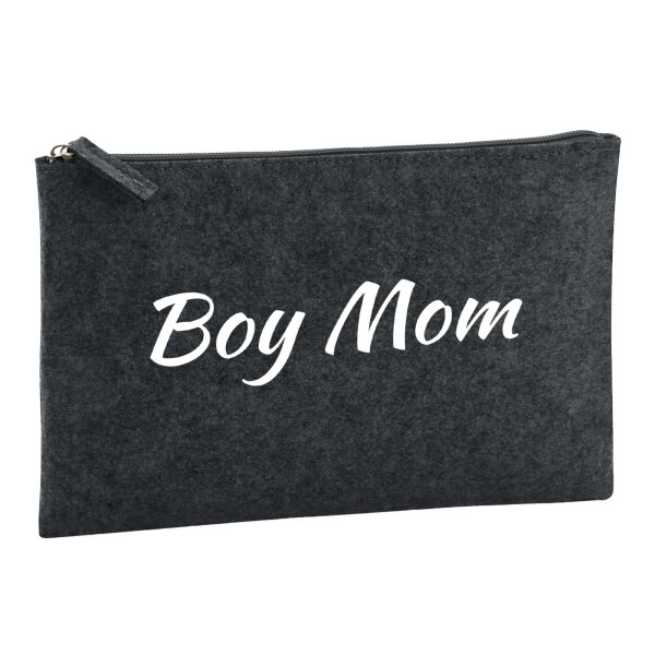 Kulturbeutel Boy Mom Schriftzug 1 Liter Filz Charcoal Kosmetiktasche