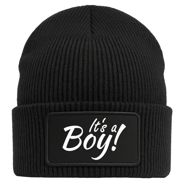 Beanie It`s a Boy! Schriftzug Black Mütze