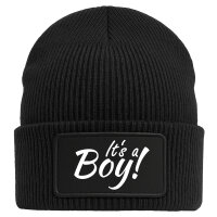 Beanie It`s a Boy! Schriftzug Black Mütze