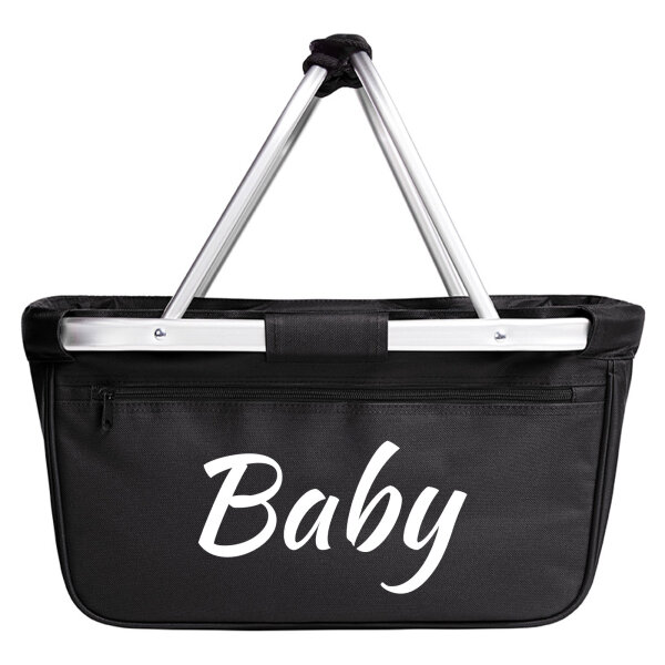 Einkaufskorb faltbar Baby Schriftzug 20 Liter Tragekorb Black