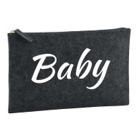 Kulturbeutel Baby Schriftzug 1 Liter Filz Charcoal...