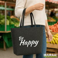 Filzshopper Be Happy Schriftzug 22 Liter Filztasche