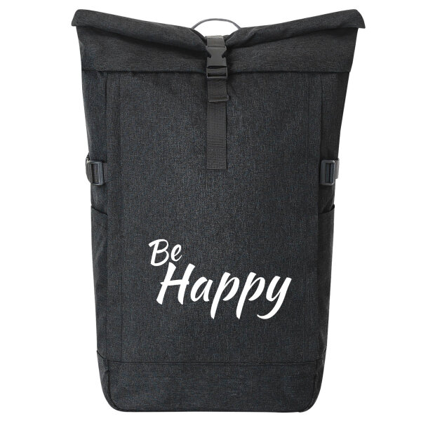 Kurierrucksack Be Happy Schriftzug 30-44 Liter Black Melange