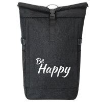 Kurierrucksack Be Happy Schriftzug 30-44 Liter Black Melange