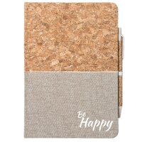 Notizbuch A5 Be Happy Schriftzug 80 Blatt inkl. Kugelschreiber