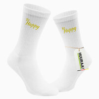 Socken Be Happy Schriftzug Größe 37/46 White Motiv Tennissocken