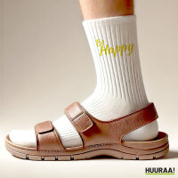 Socken Be Happy Schriftzug Größe 37/46 White Motiv Tennissocken