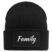 Beanie Family Schriftzug Black Mütze