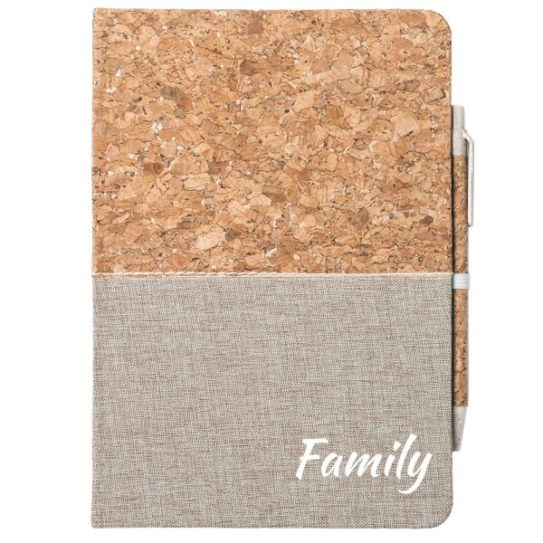 Notizbuch A5 Family Schriftzug 80 Blatt inkl. Kugelschreiber