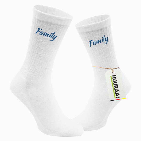 Socken Family Schriftzug Größe 37/46 White Motiv Tennissocken