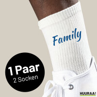 Socken Family Schriftzug Größe 37/46 White Motiv Tennissocken