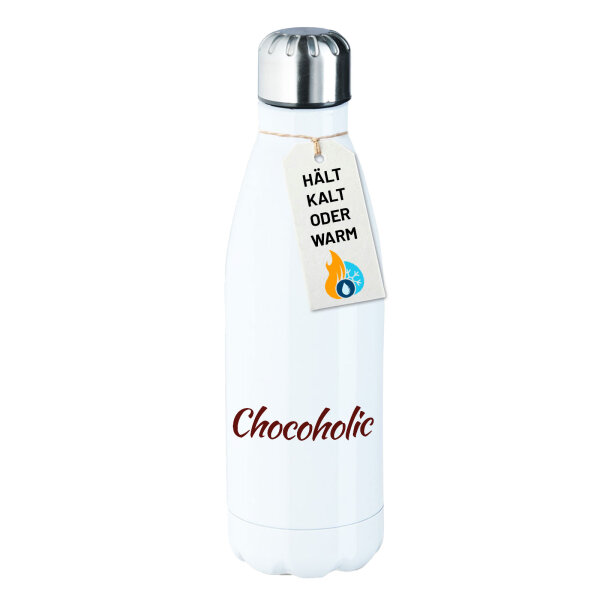 Edelstahl-Trinkflasche Chocoholic Schriftzug 500ml Wasserflasche