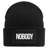 Beanie Nobody Schriftzug Black Mütze