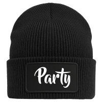Beanie Party Schriftzug Black Mütze