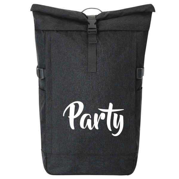 Kurierrucksack Party Schriftzug 30-44 Liter Black Melange