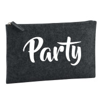 Kulturbeutel Party Schriftzug 1 Liter Filz Charcoal...