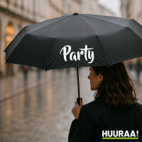 Regenschirm Party Schriftzug 98cm Schwarz