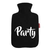 Wärmflasche Party Schriftzug