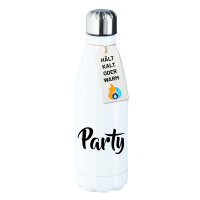 Edelstahl-Trinkflasche Party Schriftzug 500ml Wasserflasche