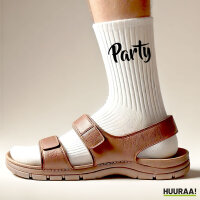 Socken Party Schriftzug Größe 37/46 White Motiv Tennissocken