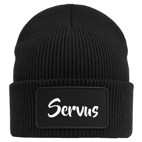 Beanie Servus Schriftzug Black Mütze