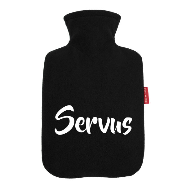 Wärmflasche Servus Schriftzug