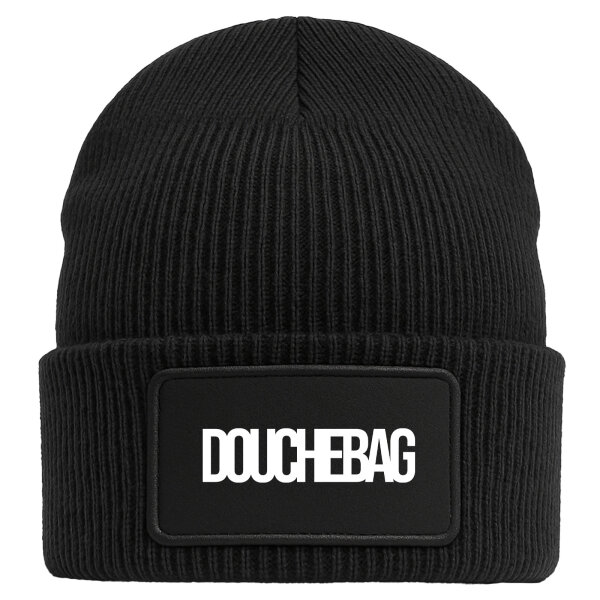 Beanie Douchebag Schriftzug Black Mütze