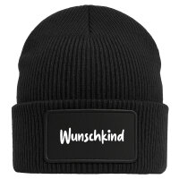Beanie Wunschkind Schriftzug Black Mütze