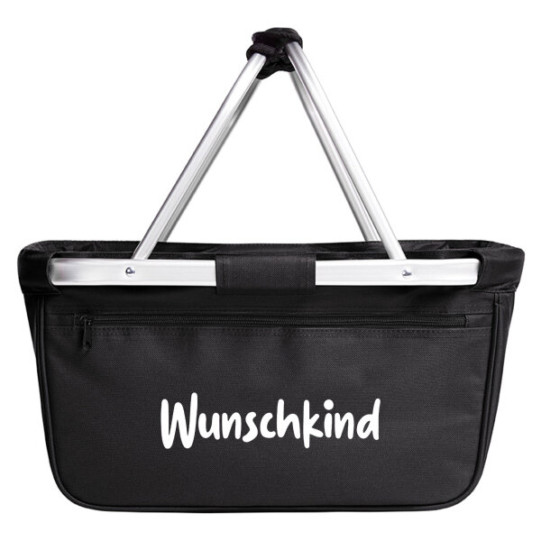 Einkaufskorb faltbar Wunschkind Schriftzug 20 Liter Tragekorb Black