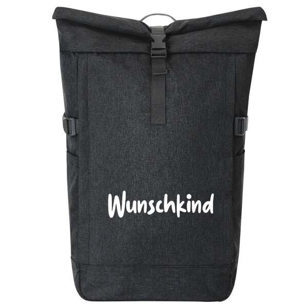 Kurierrucksack Wunschkind Schriftzug 30-44 Liter Black Melange