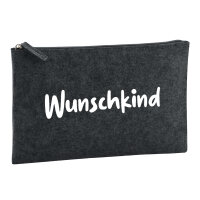 Kulturbeutel Wunschkind Schriftzug 1 Liter Filz Charcoal...
