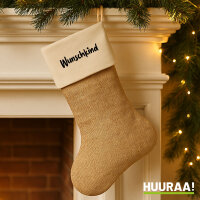 Weihnachtsstrumpf Wunschkind Schriftzug Beige