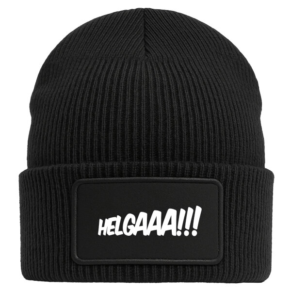 Beanie Helgaaa Schriftzug Black Mütze