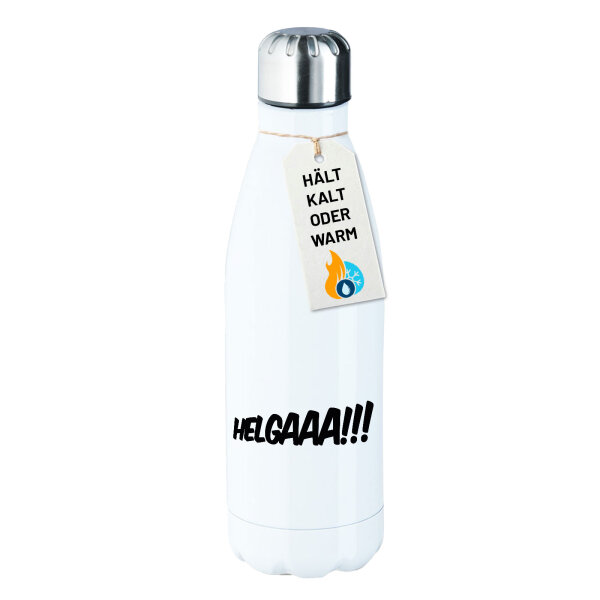 Edelstahl-Trinkflasche Helgaaa Schriftzug 500ml Wasserflasche
