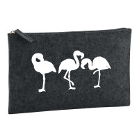 Kulturbeutel Flamingos Silhouette 1 Liter Filz Charcoal...
