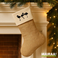 Weihnachtsstrumpf Flamingos Silhouette Beige