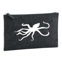 Kulturbeutel Oktopus Silhouette 1 Liter Filz Charcoal...